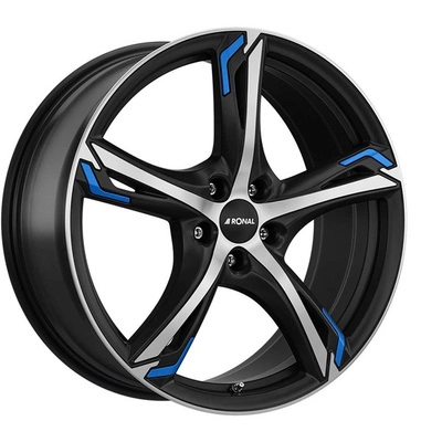 FELGI RONAL R62 Blue 5x114.3 8.5x20 ET45 Jetblack Matt Front Diamond Cut