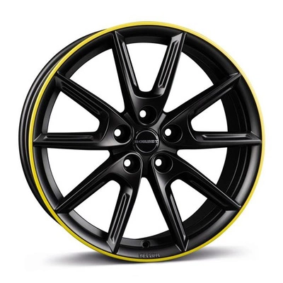 FELGI BORBET LX18 5x112 8x18 ET40 Black Matt Rim Yellow