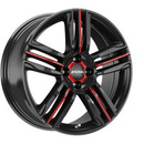 FELGI RONAL R57 4x100 7.5x18 ET35 Jetblack Red Spoke